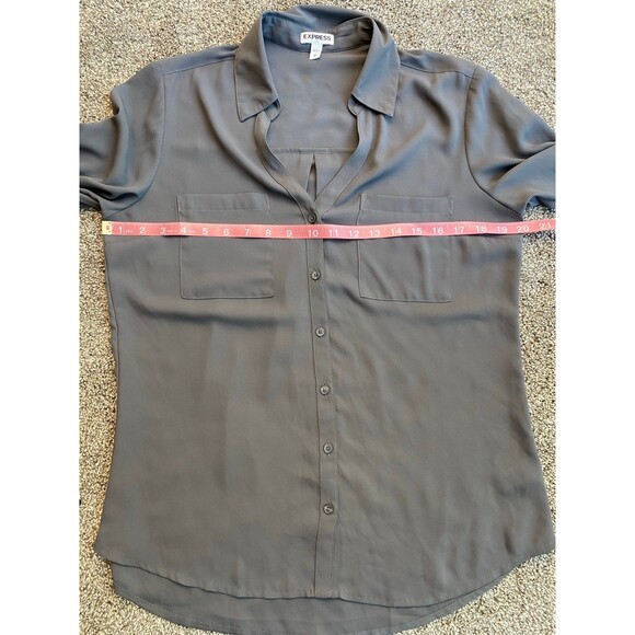 Express Portofino Dress Shirt Women’s Size M – Gray Button-Down Blouse - Picture 4 of 7